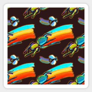 70s Aesthetic Retro Jumping Spider Pattern by Robert Phelps Sticker